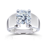 Extra Wide Ring - Round Brilliant 3ct Moissanite