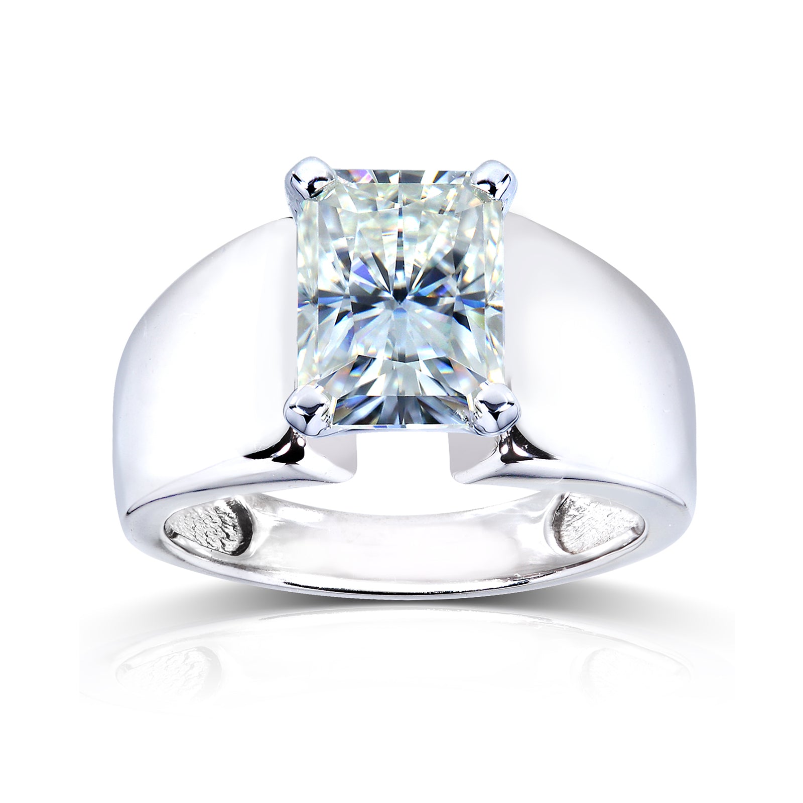 Plain Extra Wide Band Large Radiant Solitaire Heidi Ring