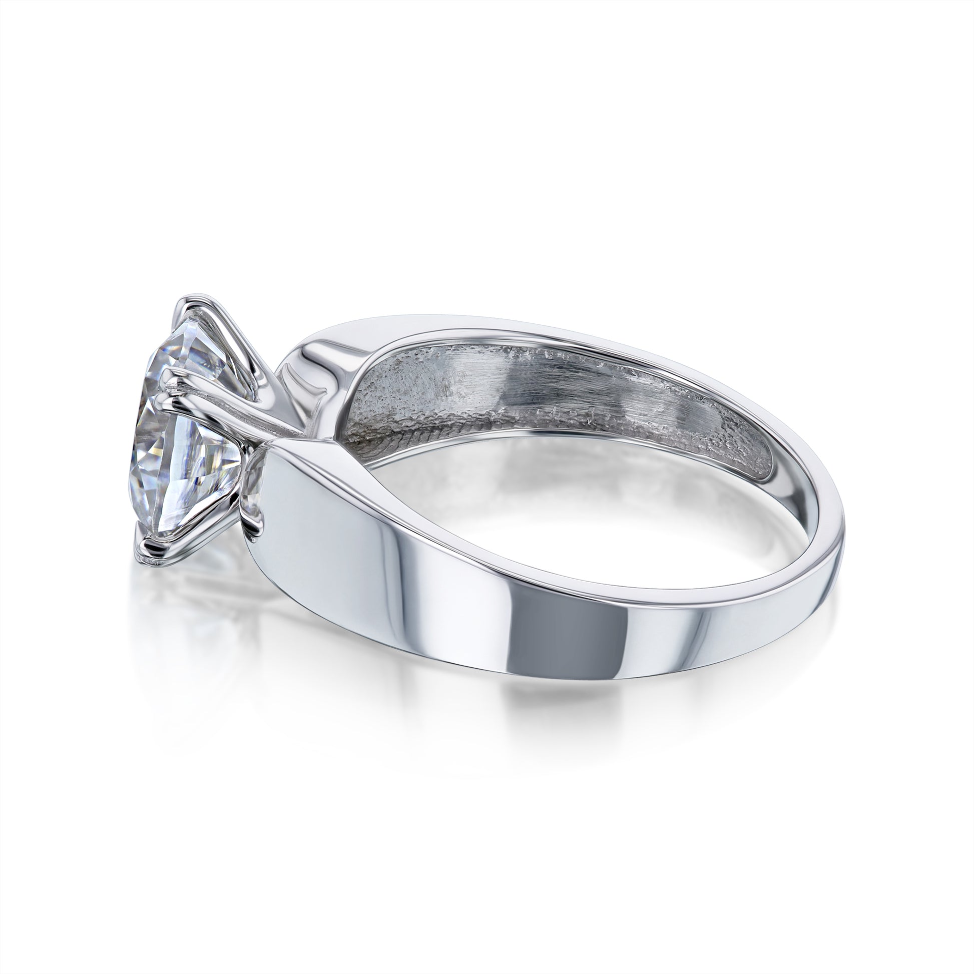 2 Carat Moissanite Solitaire Wide Shank Cushion Ring