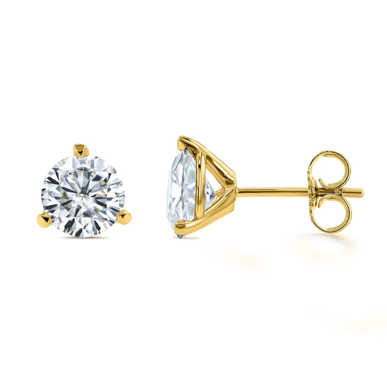 Plain Stud Earrings in Yellow Gold