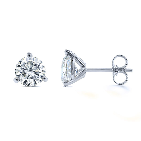 Plain Stud Earrings in White Gold