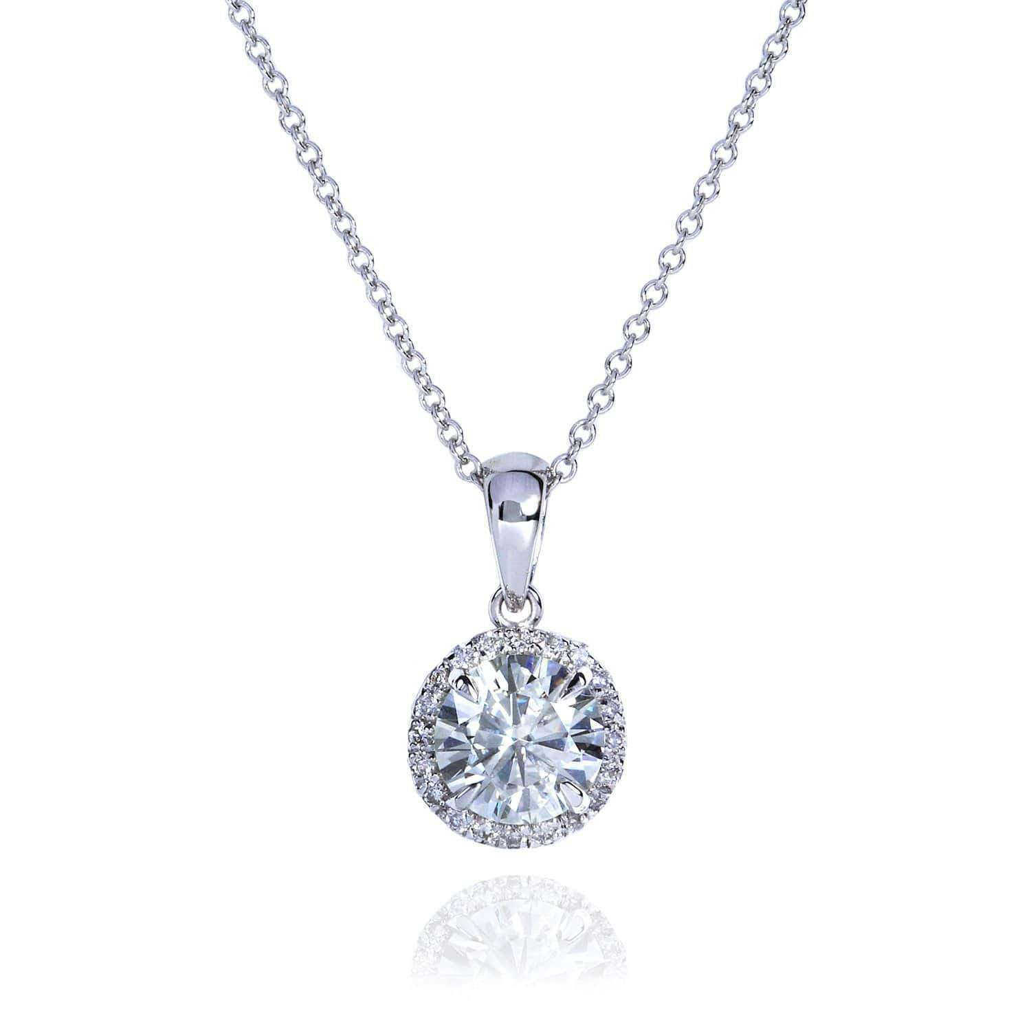 Kobelli Round Moissanite and Diamond Necklace 1 1/10 CTW 14k Gold