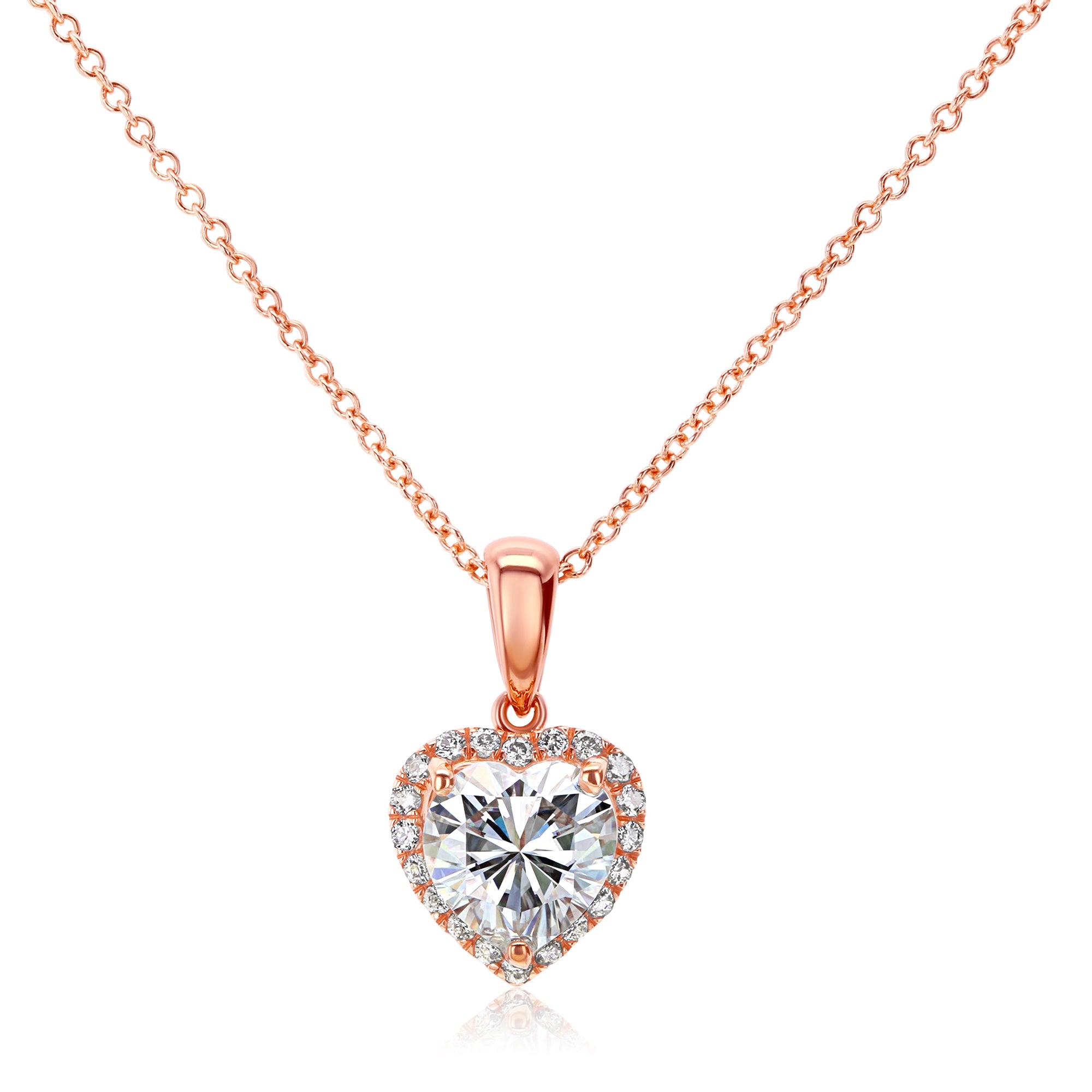 Heart-Shape Moissanite & Diamond Necklace 1 1/10 CTW 14K Gold – Kobelli