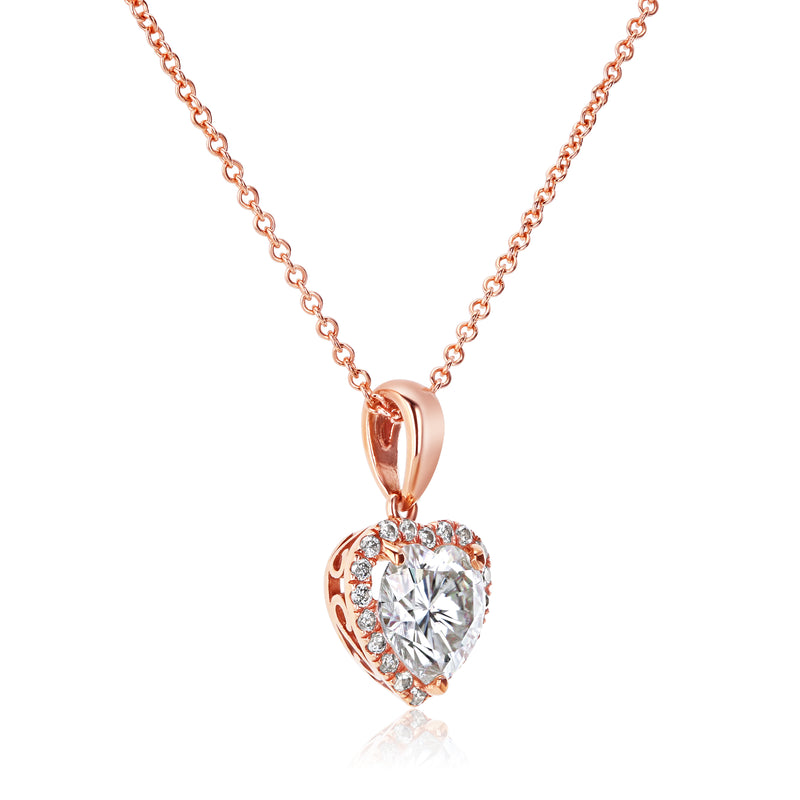 Heart-Shape Moissanite & Diamond Necklace 1 1/10 CTW 14K Gold – Kobelli