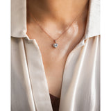 Herzförmige Halskette aus Moissanit und Diamant, 1 1/10 ctw, 14 Karat Gold