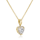 Hjerteformet moissanite & diamant halskæde 1 1/10 ctw 14k guld