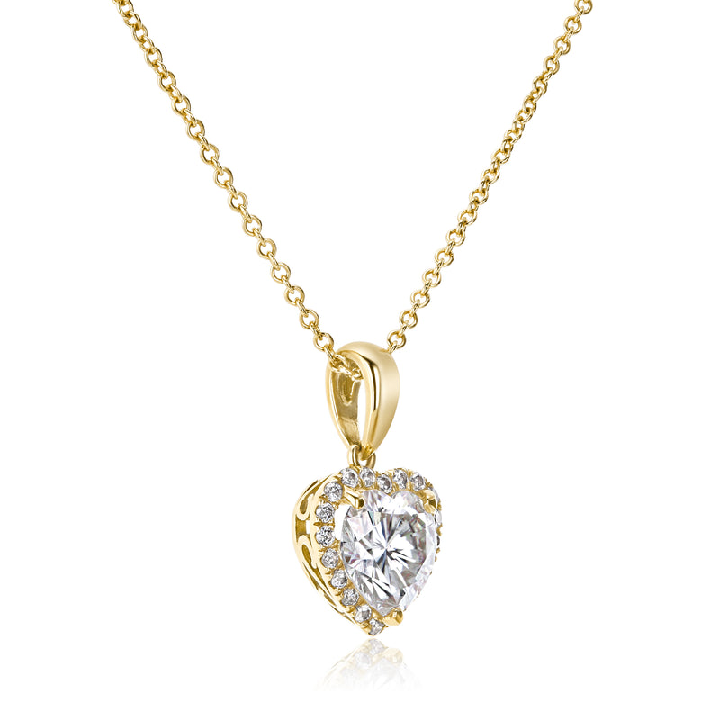 Heart-Shape Moissanite & Diamond Necklace 1 1/10 CTW 14K Gold
