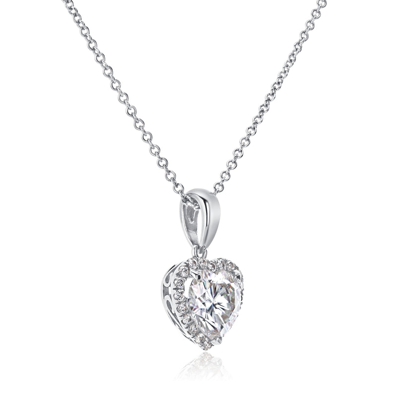 Heart-Shape Moissanite & Diamond Necklace 1 1/10 CTW 14K Gold