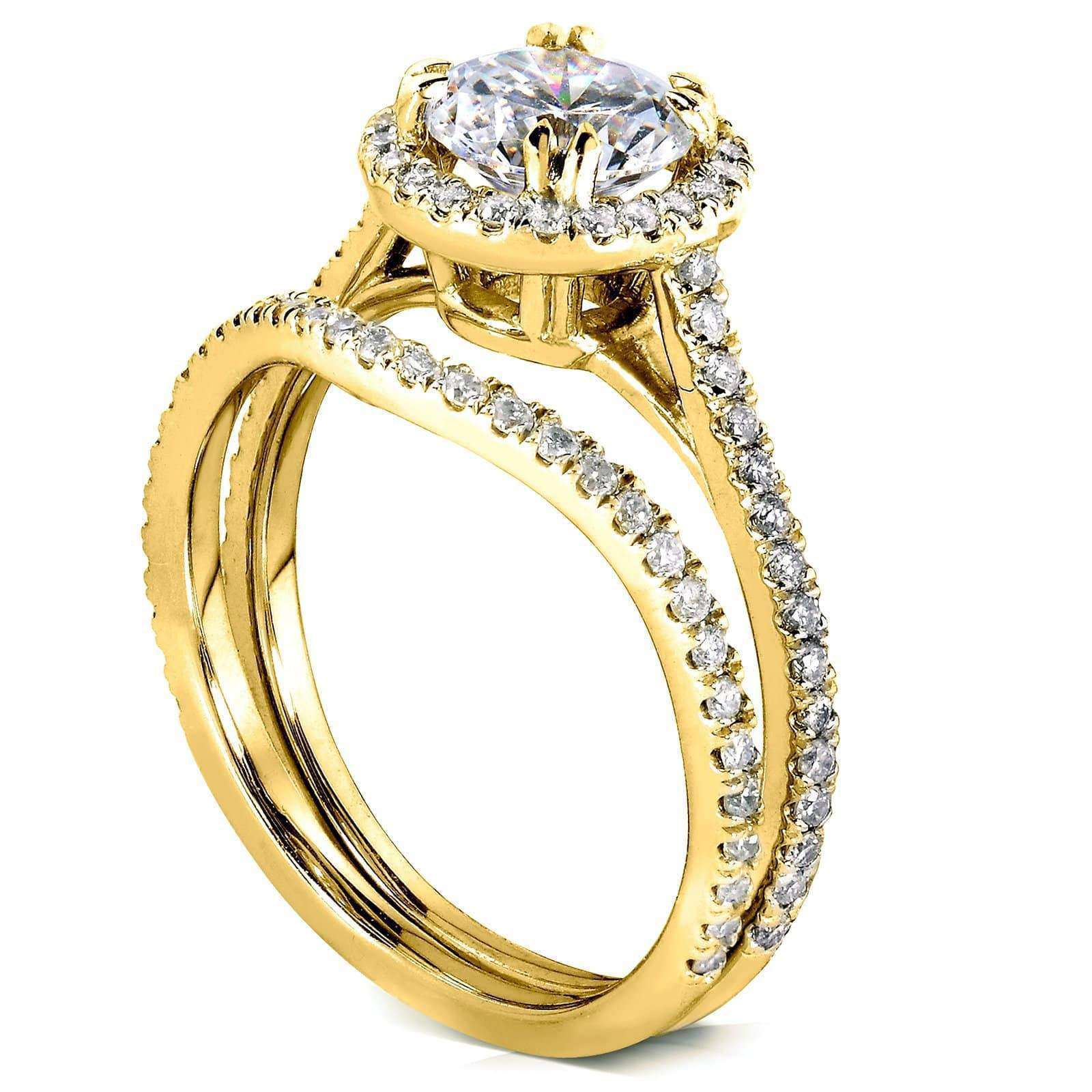 Kobelli Moissanite Halo Basket Cathedral Bridal Set
