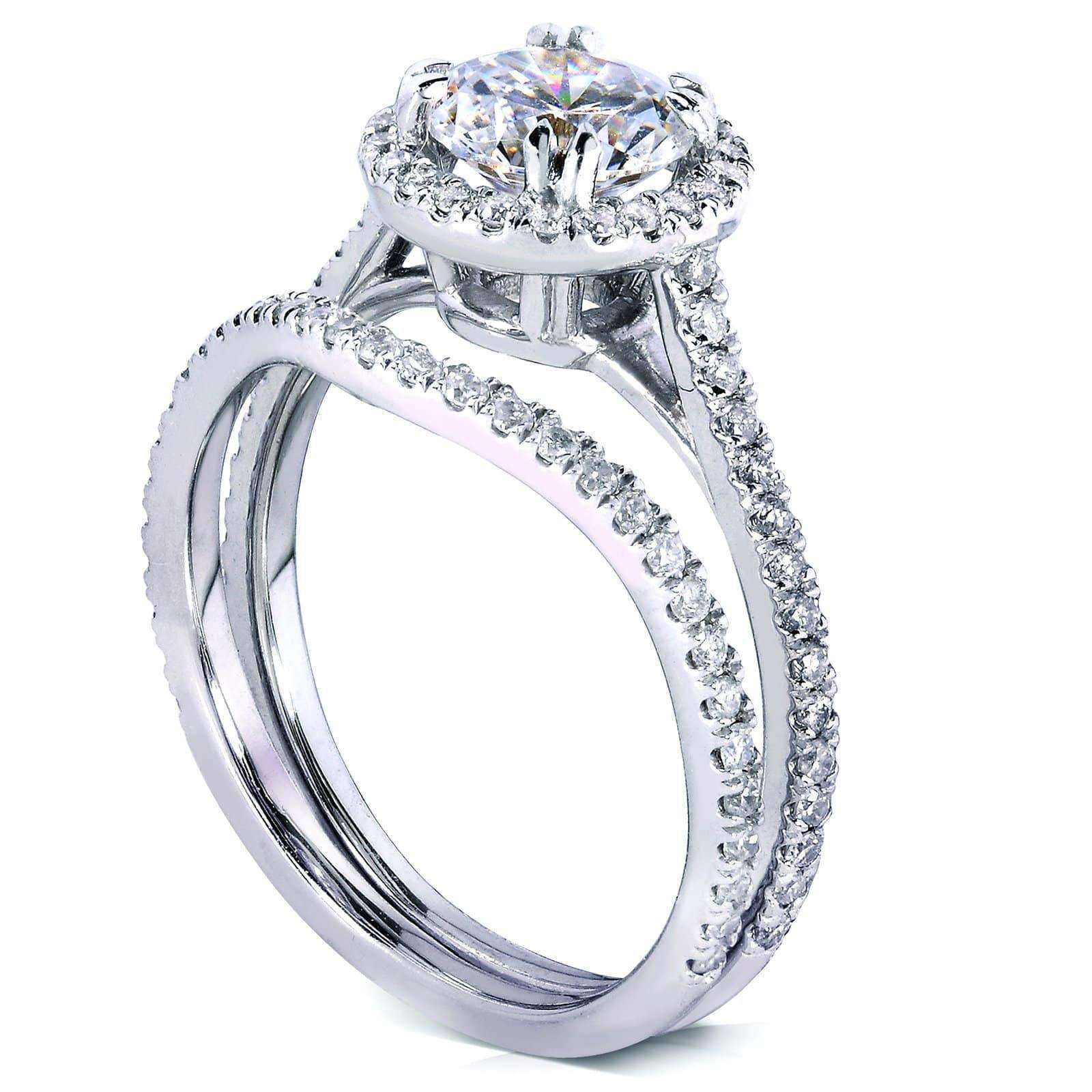 Kobelli Moissanite Halo Basket Cathedral Bridal Set