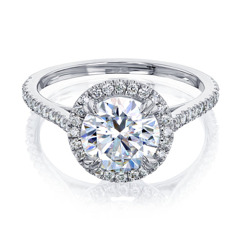 Kobelli Moissanite & Natural Diamond Round Halo Ring and Contoured