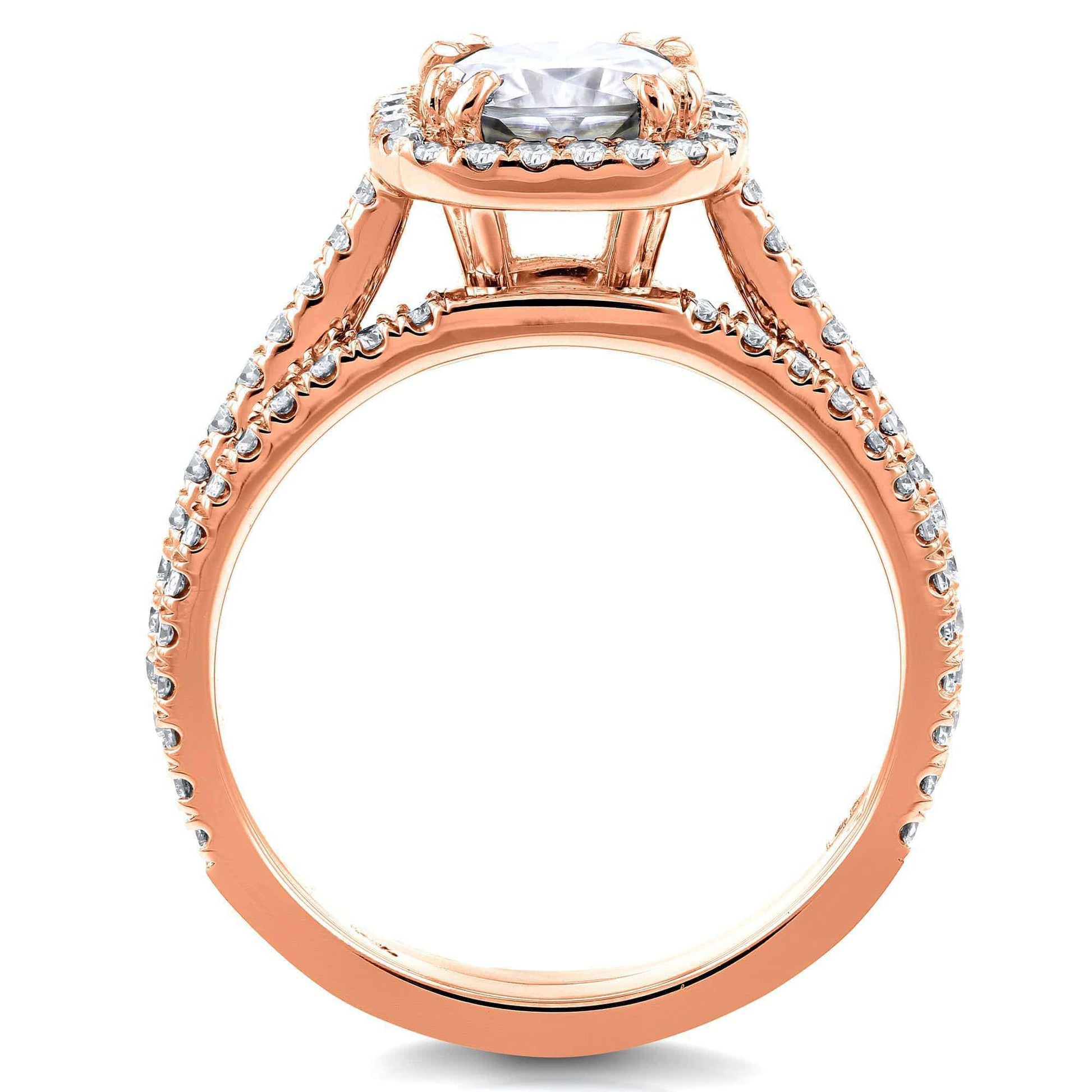 Kobelli Top Selling Engagement Ring and Wedding Band - Cushion Halo Moissanite and Lab-grown Diamonds