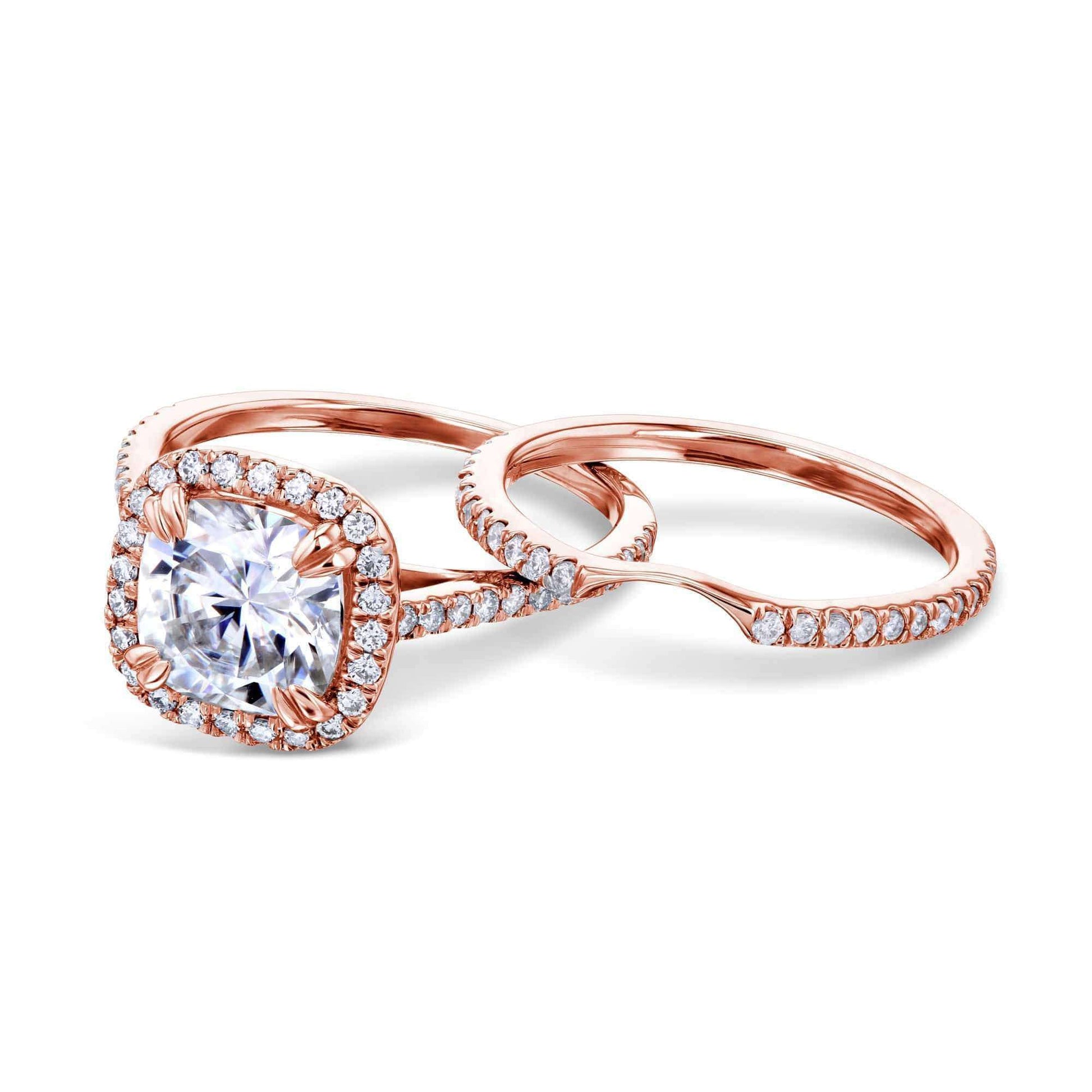 Kobelli 2ct Cushion Moissanite Halo Bridal Set MZ61766-EDLG/4R