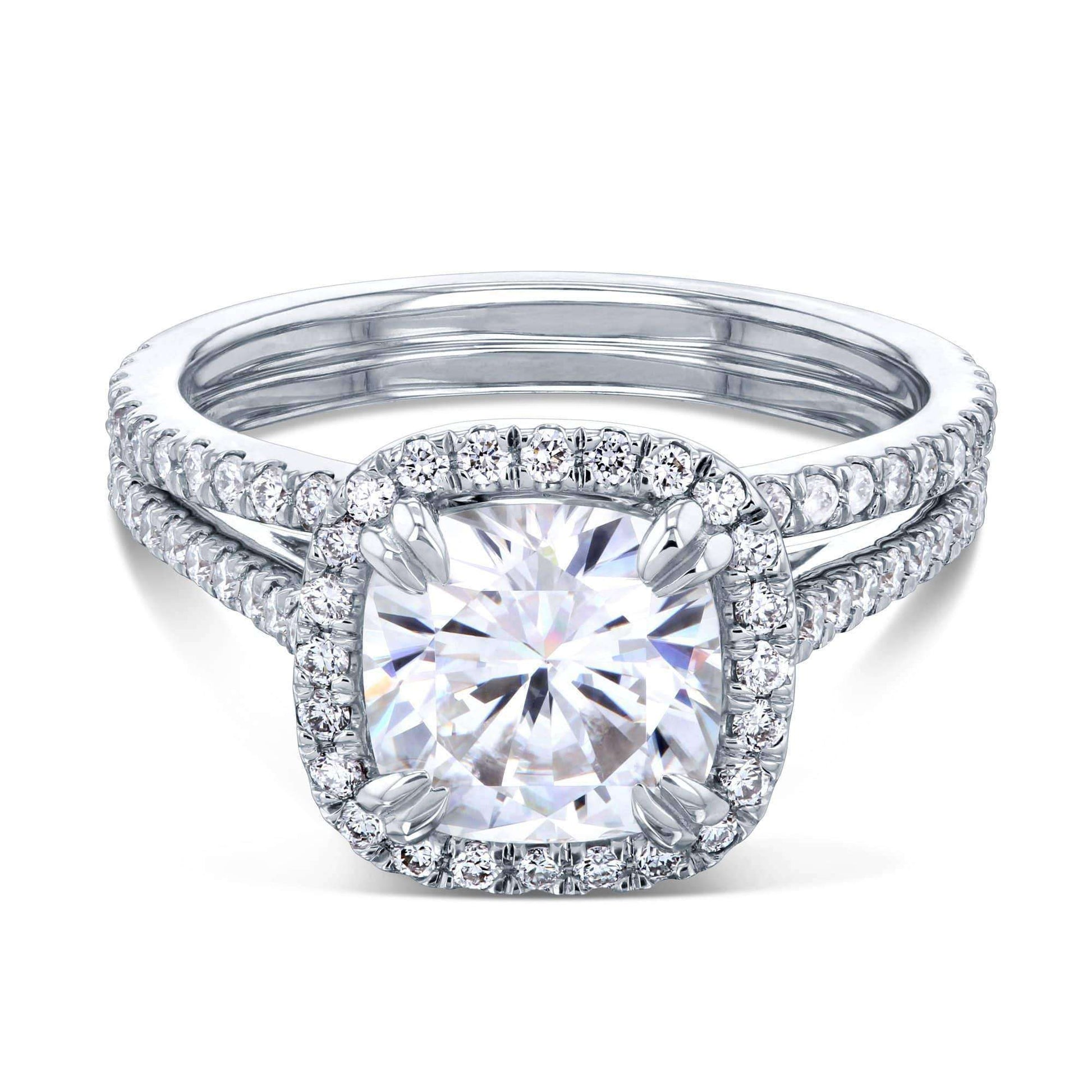 Kobelli 2ct Cushion Moissanite Halo Bridal Set