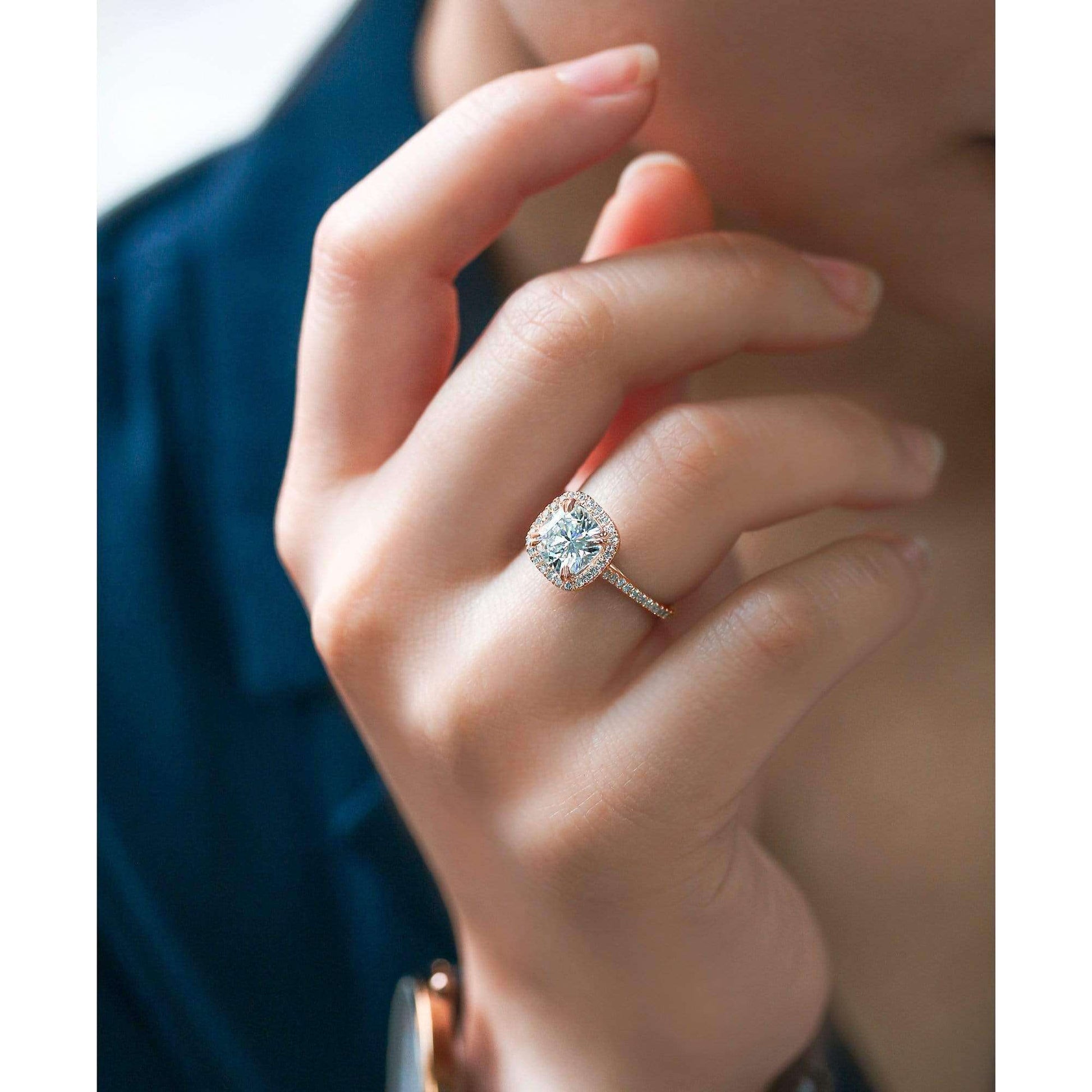 Kobelli 2ct Cushion Moissanite Halo Ring