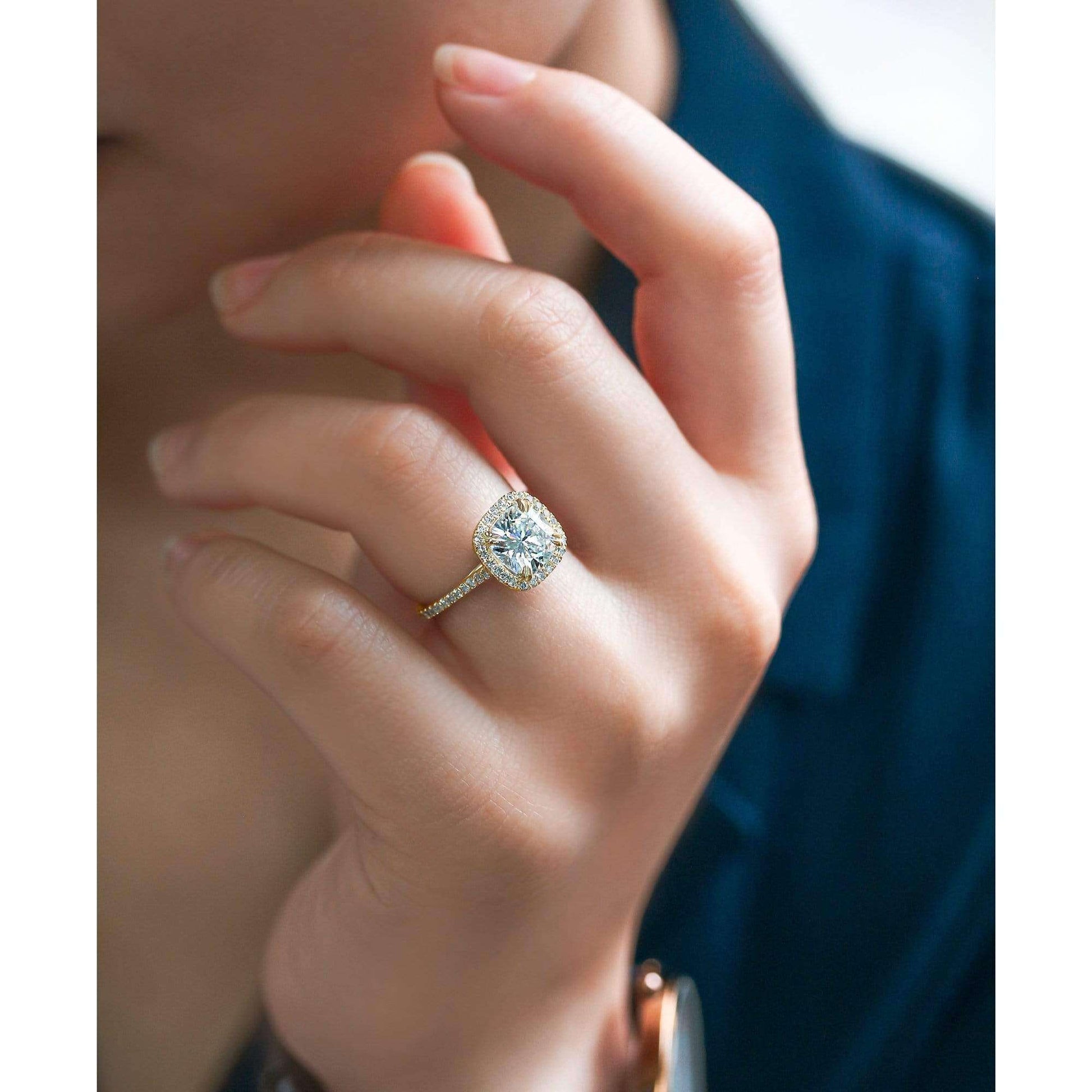 Kobelli 2ct Cushion Moissanite Halo Ring