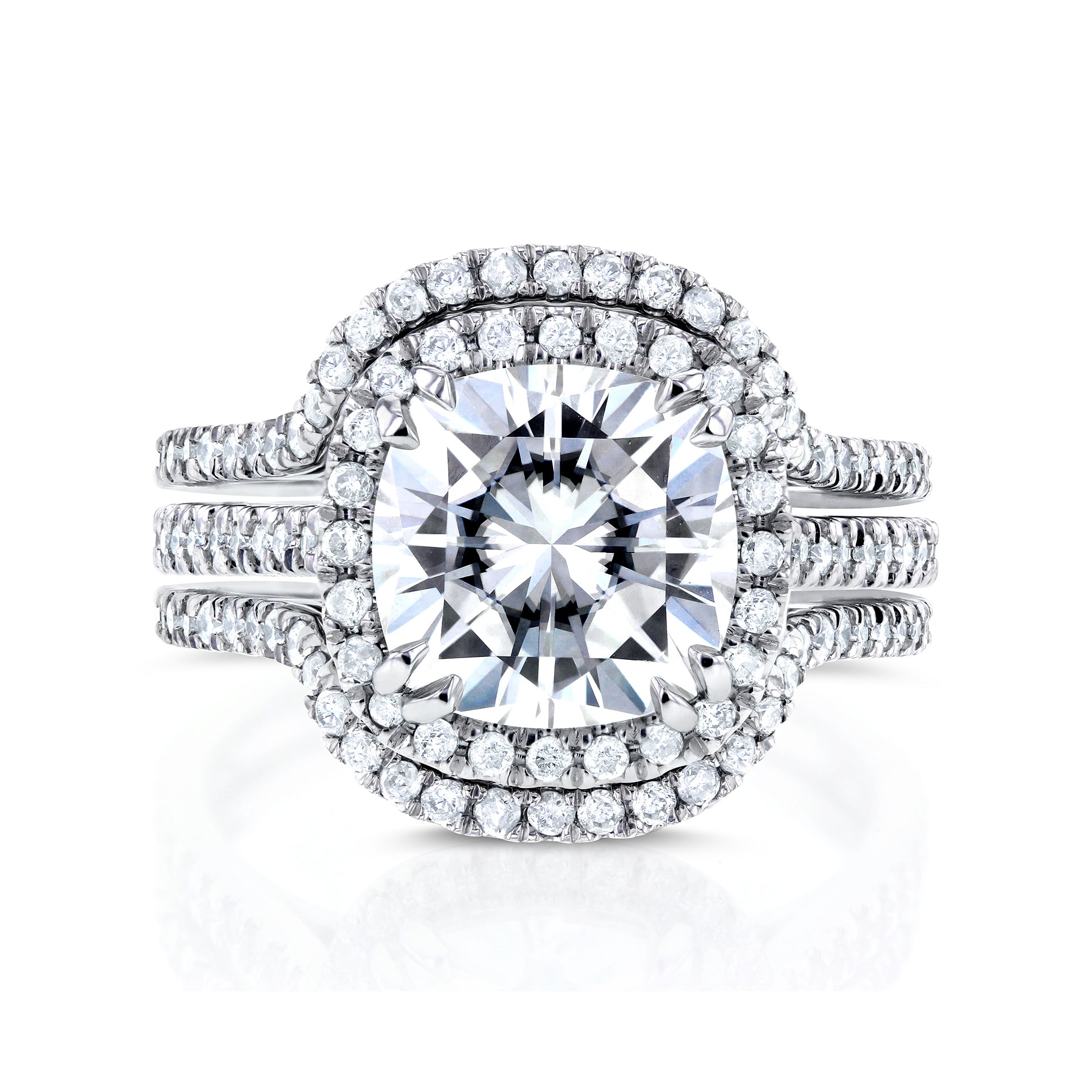 3.5 Carat Moissanite Cushion Original 3pc Bridal Set