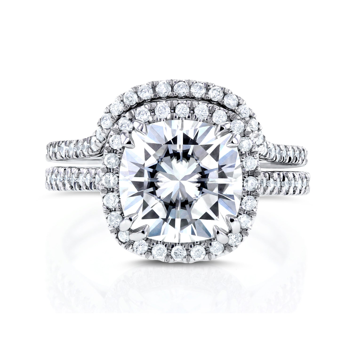 3.25 Carat Moissanite Cushion Original  Bridal Set