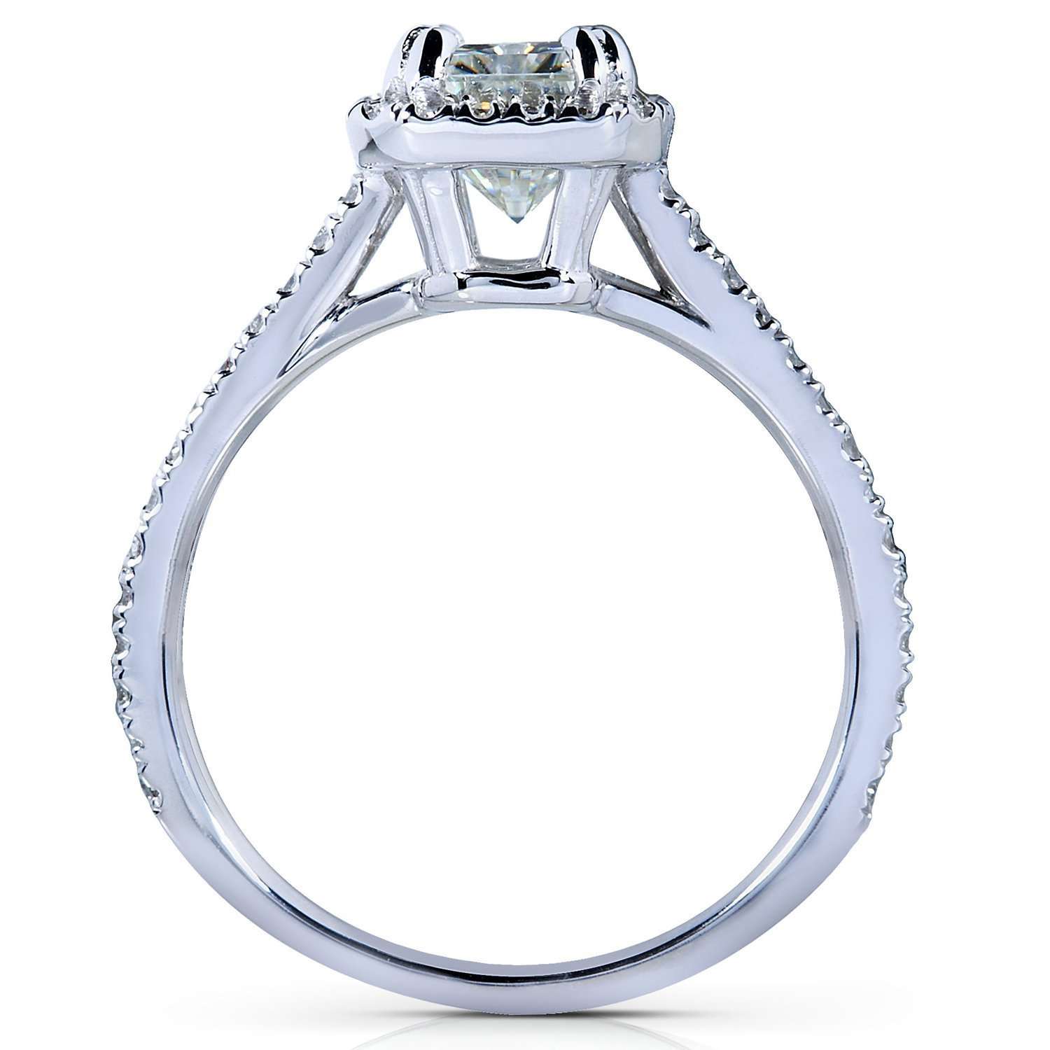 7x5 mm Moissanite & Natural Diamond Radiant Halo Original Ring