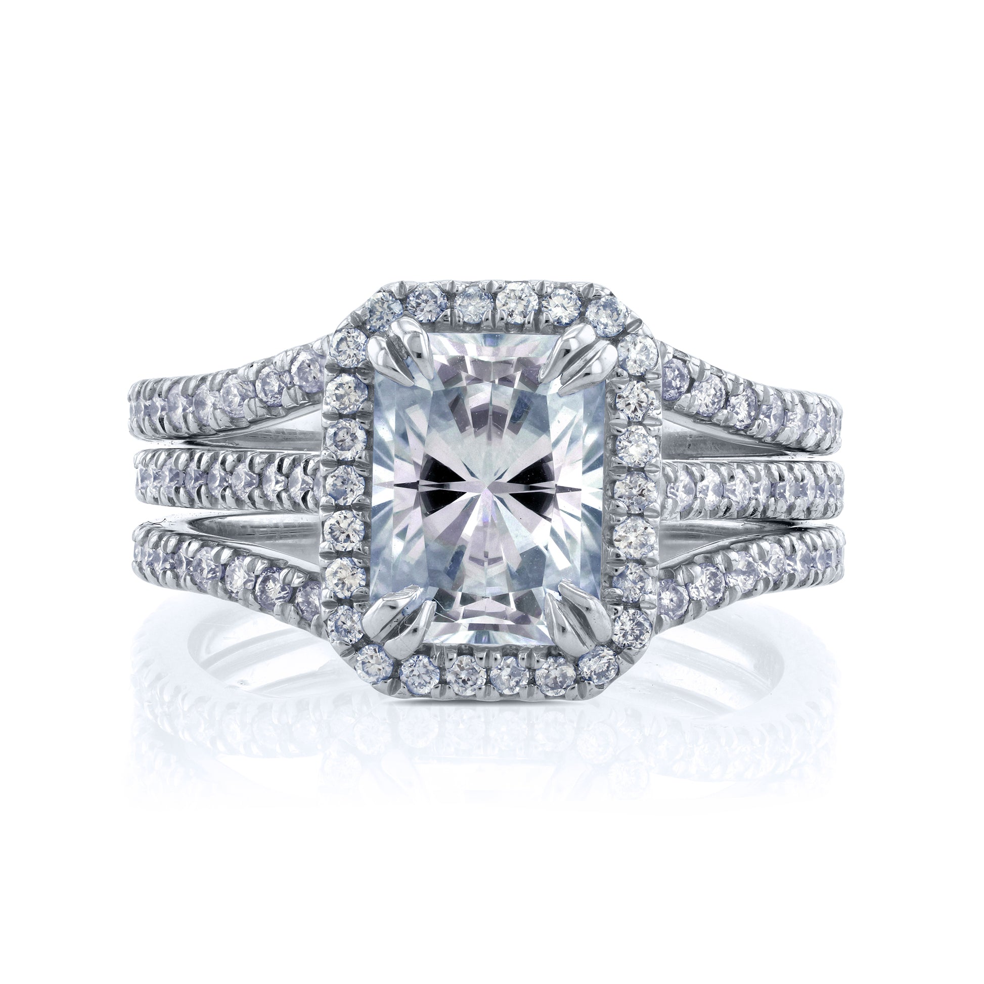 2.4 Carat Moissanite Radiant Original 3pc Bridal Set