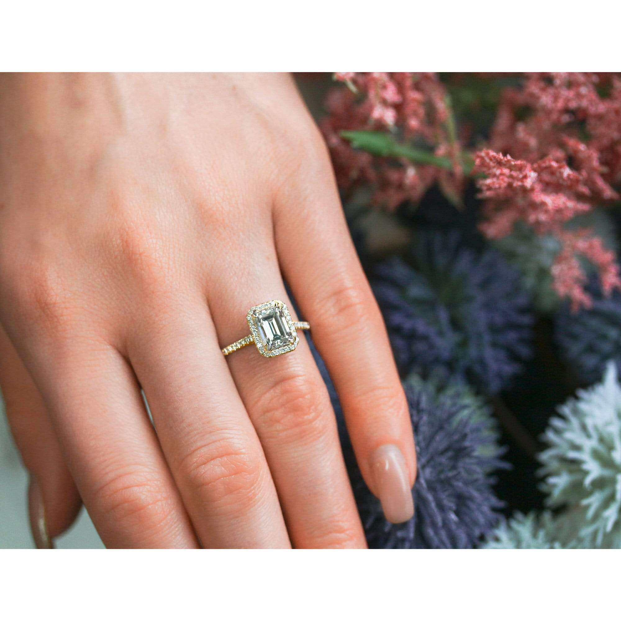 Kobelli 1.75ct Emerald Forever One Moissanite Halo Ring