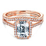 Kobelli 1.8ct Radiant Forever One Moissanite Halo Bridal Set