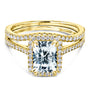 Kobelli 1.8ct Radiant Forever One Moissanite Halo Bridal Set