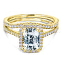 Kobelli 1.8ct Radiant Moissanite Halo Bridal Set