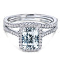 Kobelli 1.8ct Radiant Moissanite Halo Bridal Set