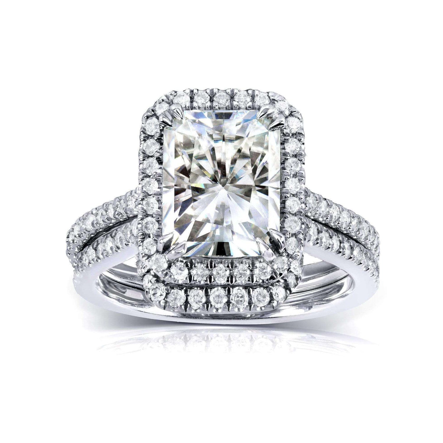 3.15 Carat Moissanite Original Radiant Bridal Set