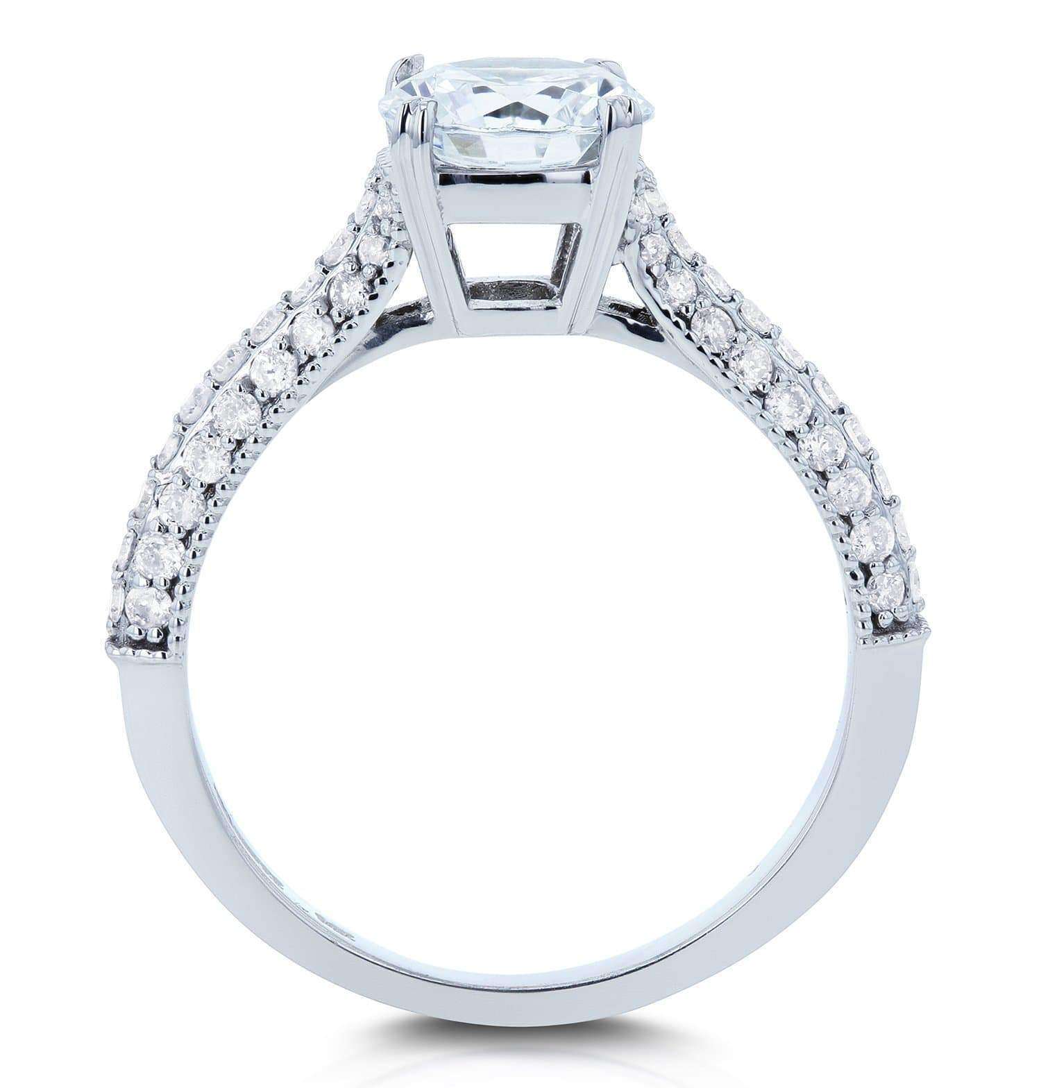 Kobelli Round Moissanite & Micro-pave Diamond Ring 1-1/2 CTW