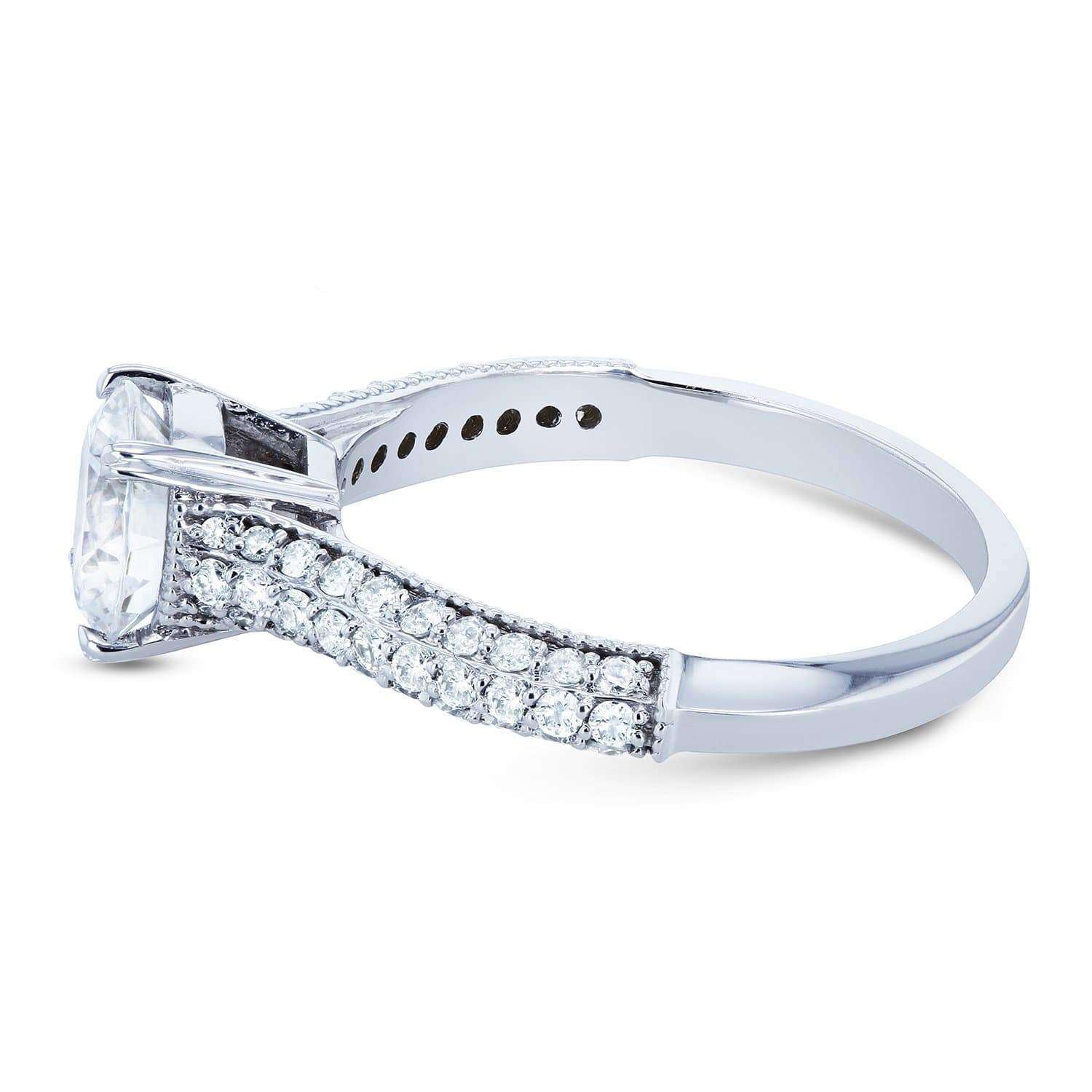 Kobelli Round Moissanite & Micro-pave Diamond Ring 1-1/2 CTW