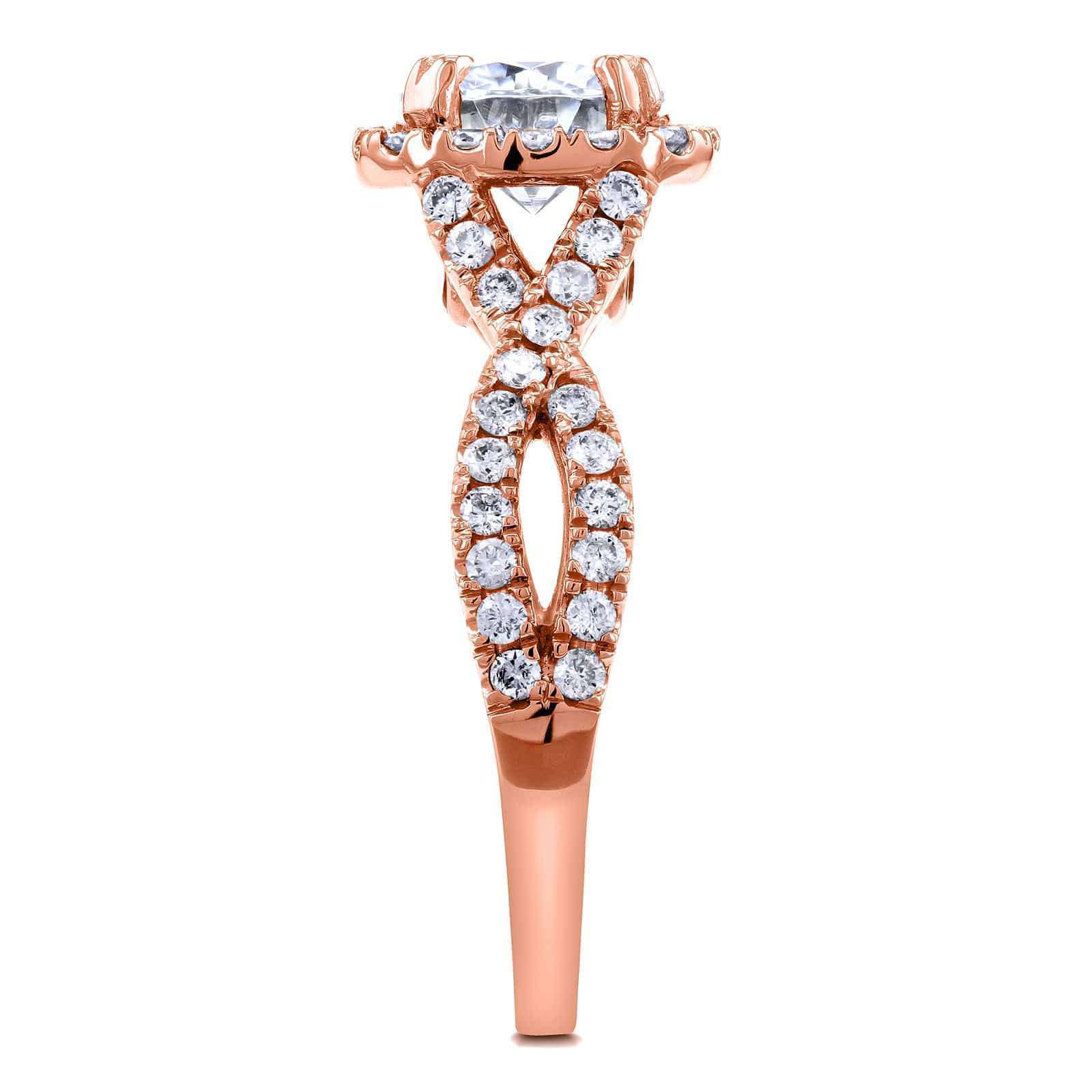 Kobelli Round-cut Moissanite Engagement Ring with Diamond 1 1/2 CTW 14k Rose Gold