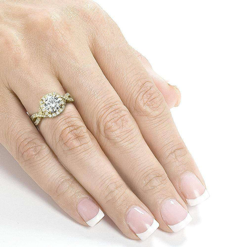 Kobelli Round-cut Moissanite Engagement Ring with Diamond 1 1/2 CTW 14k Yellow Gold