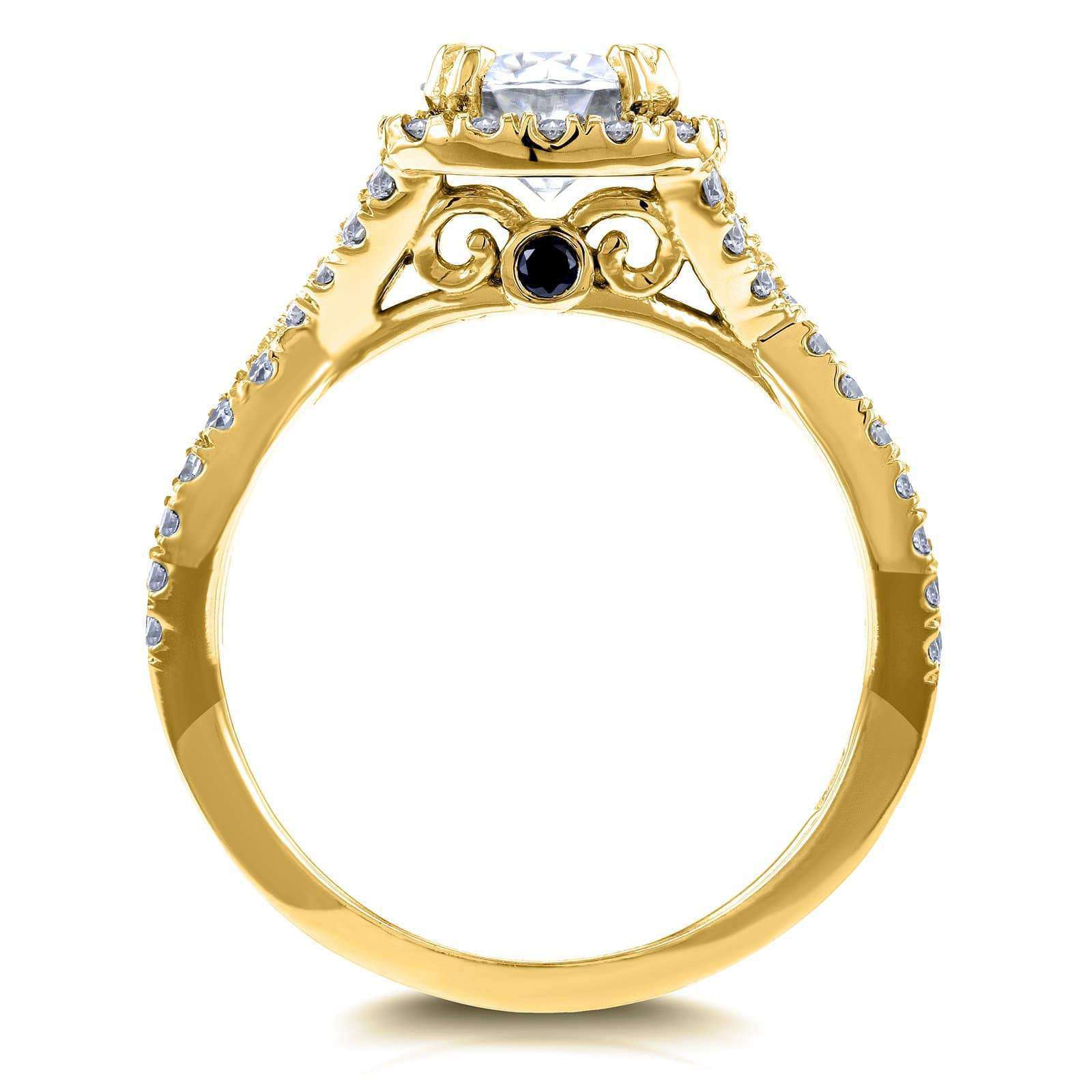 Kobelli Round-cut Moissanite Engagement Ring with Diamond 1 1/2 CTW 14k Yellow Gold