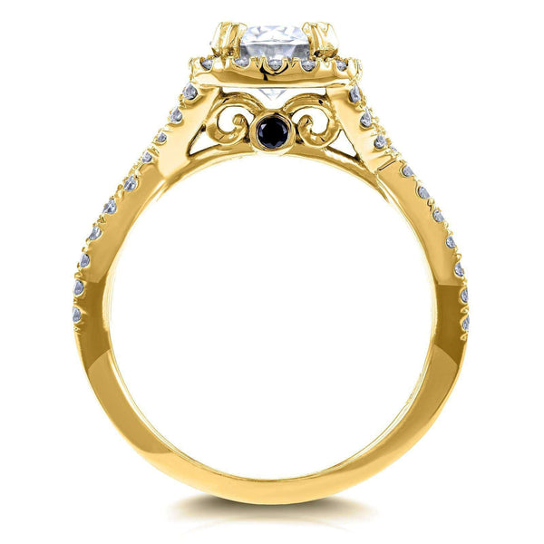 Kobelli Round-cut Moissanite Engagement Ring with Diamond 1 1/2 CTW 14k Yellow Gold