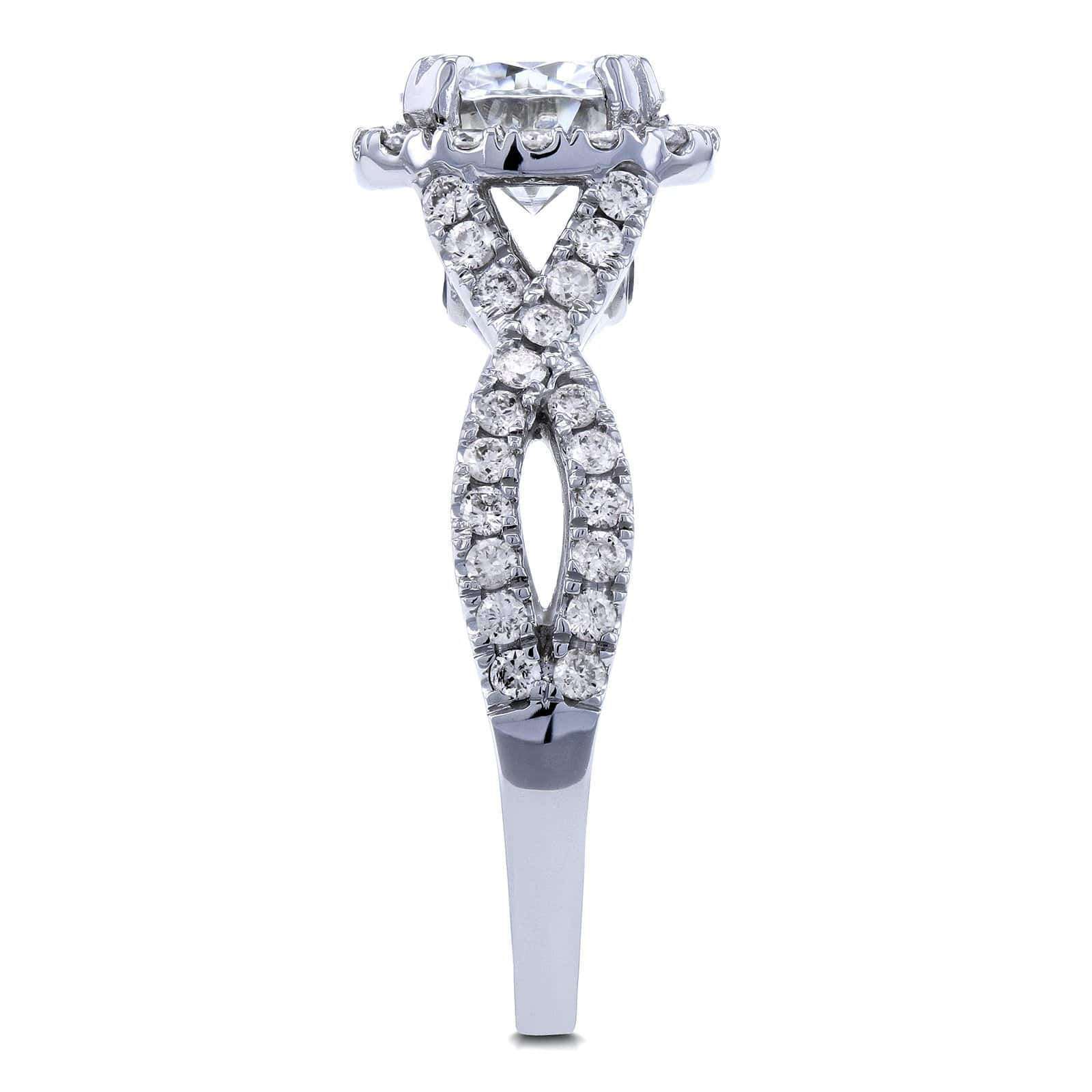Kobelli Round-cut Moissanite Engagement Ring with Diamond 1 1/2 CTW 14k White Gold