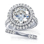 Portia Double Halo Moissanite and Diamond Two-Piece Bridal Set