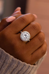 Anéis de noivado Kobelli Statement, diamantes genuínos e moissanite