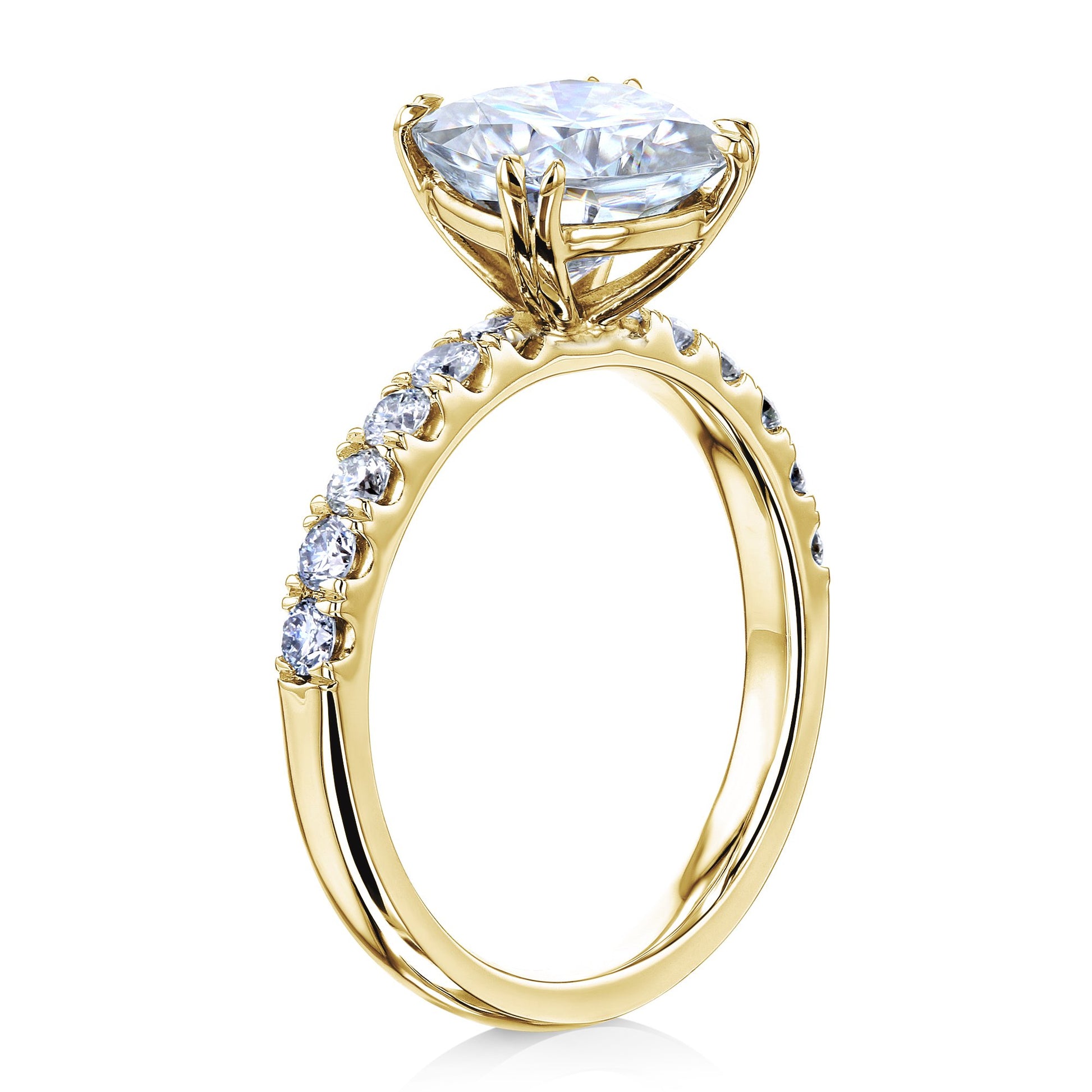 Kobelli 2ct Cushion Moissanite and Diamond U-French Pave Engagement Ring