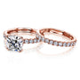 Kobelli 2ct Cushion Moissanite and Diamond U-French Pave Bridal Set 14k Gold