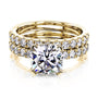 Kobelli 2ct Cushion Moissanite and Diamond U-French Pave Bridal Set 14k Gold