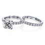 Kobelli 2ct Cushion Moissanite and Diamond U-French Pave Bridal Set 14k Gold
