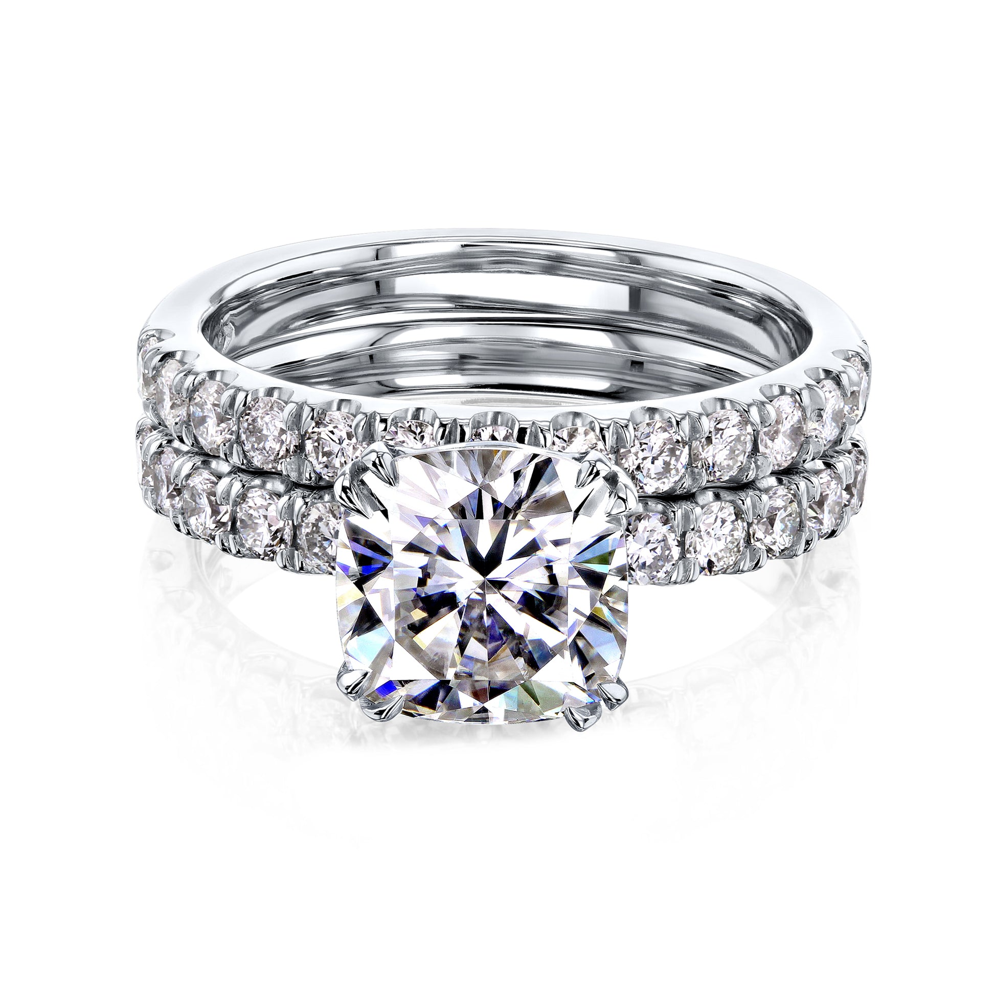 2.9 Carat Moissanite Lyon Cushion Bridal Set