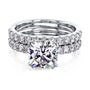 Kobelli 2ct Cushion Moissanite and Diamond U-French Pave Bridal Set 14k Gold