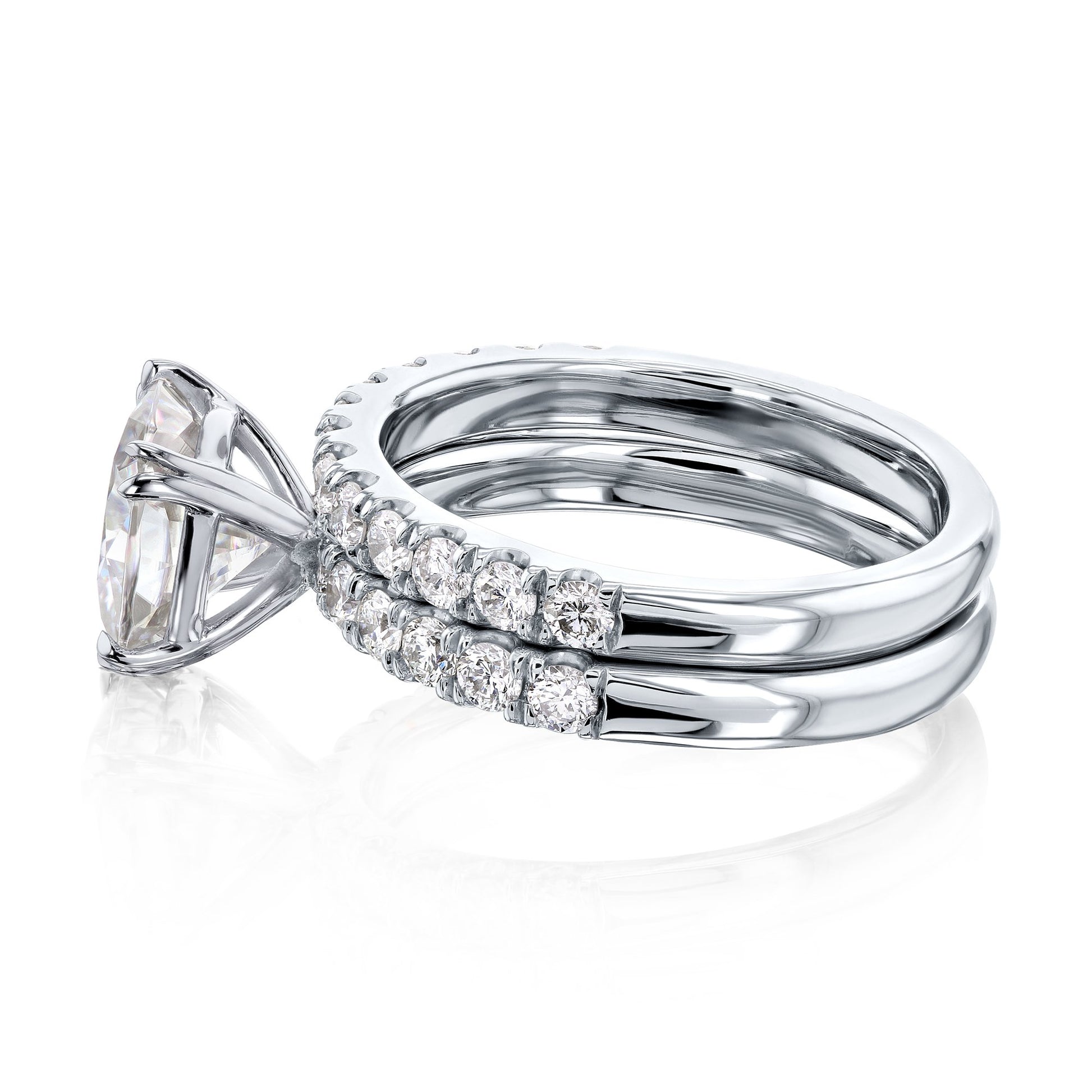 Kobelli 2ct Cushion Moissanite and Diamond U-French Pave Bridal Set 14k Gold
