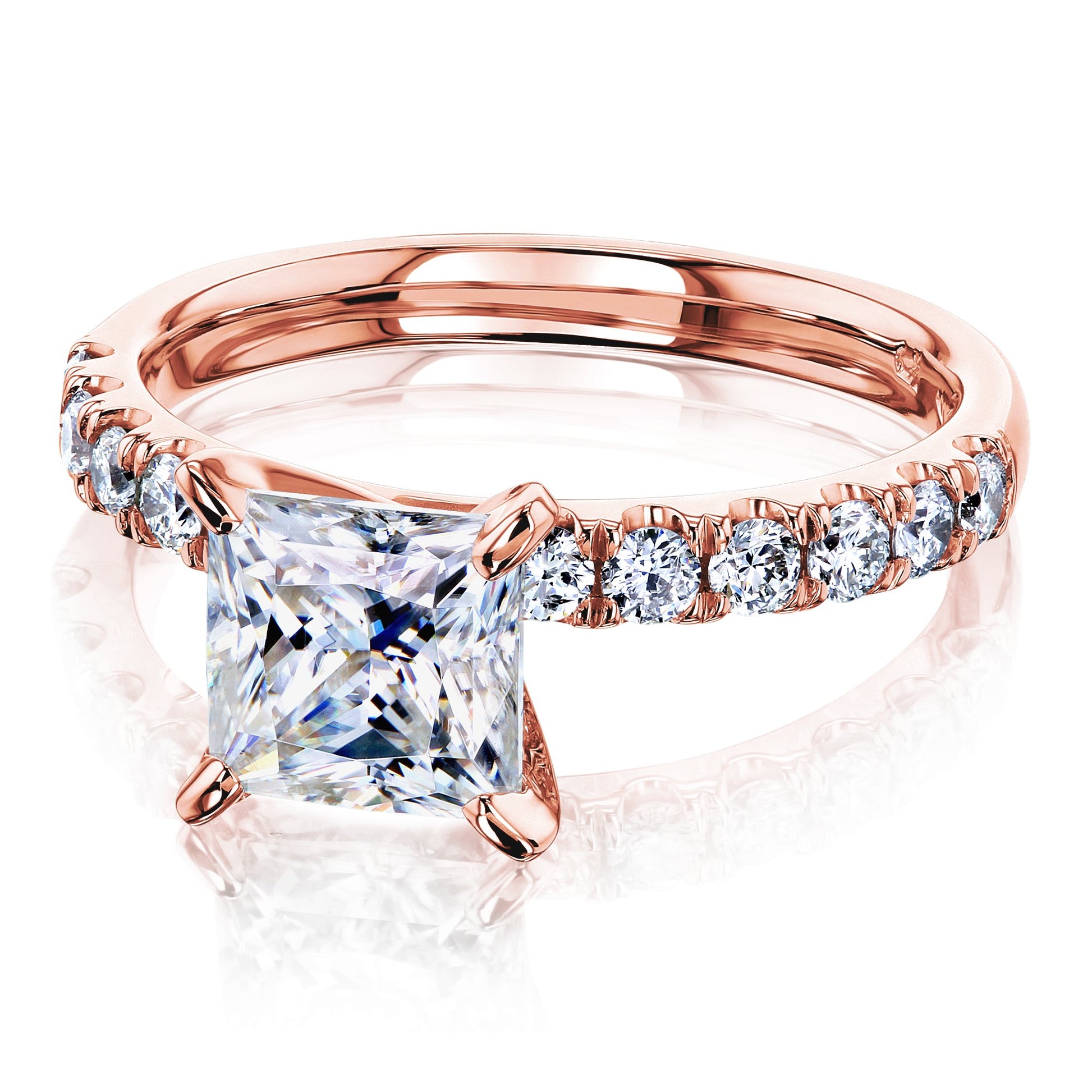 Kobelli 1.5ct Princess and Diamond U-French Pave Engagement Ring