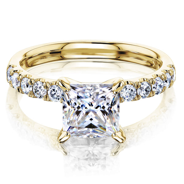 Kobelli 1.5ct Princess and Diamond U-French Pave Engagement Ring