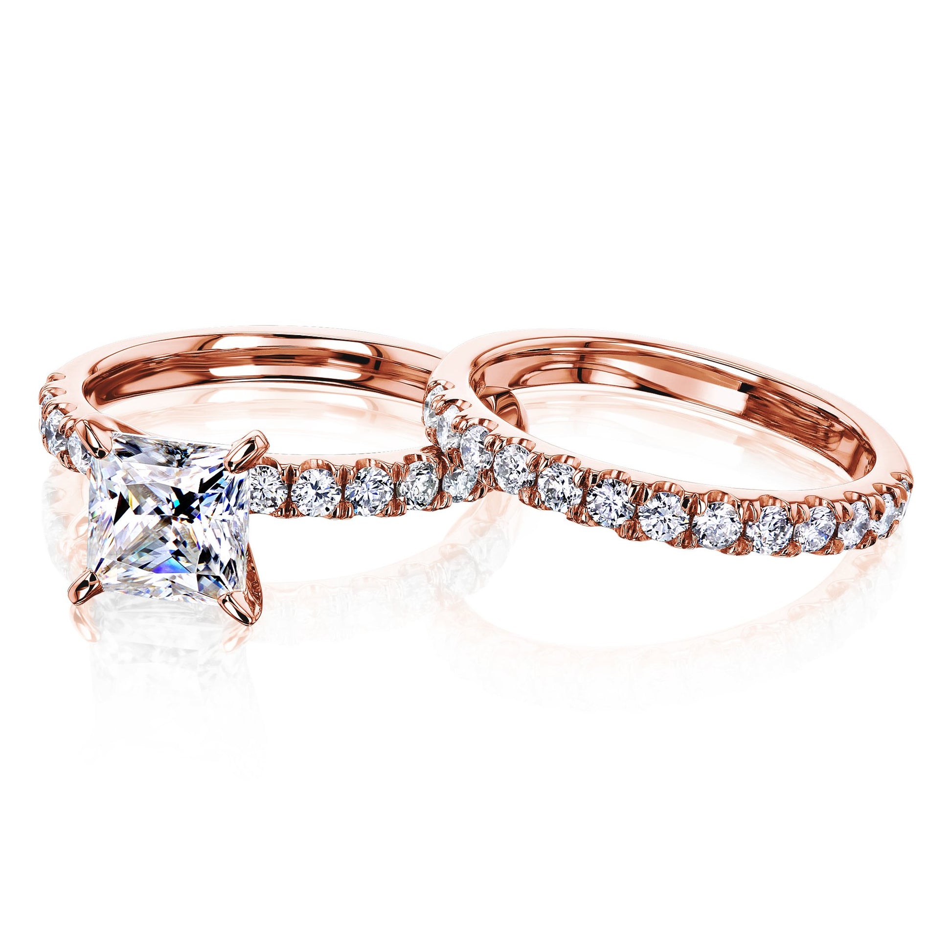 Kobelli 1.5ct Princess Moissanite Floating Bridal Set