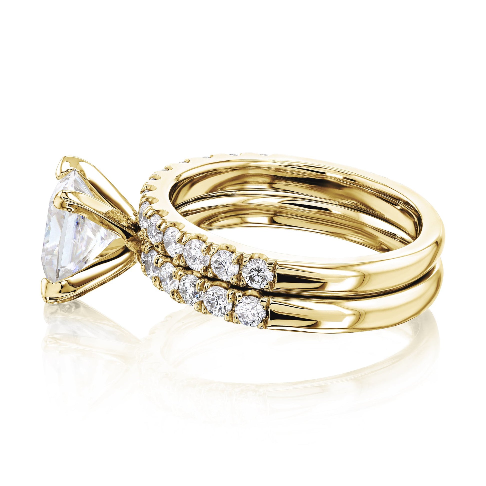 Kobelli 1.5ct Princess Moissanite and 9/10ct TDW Diamond U-French Pave Bridal Set